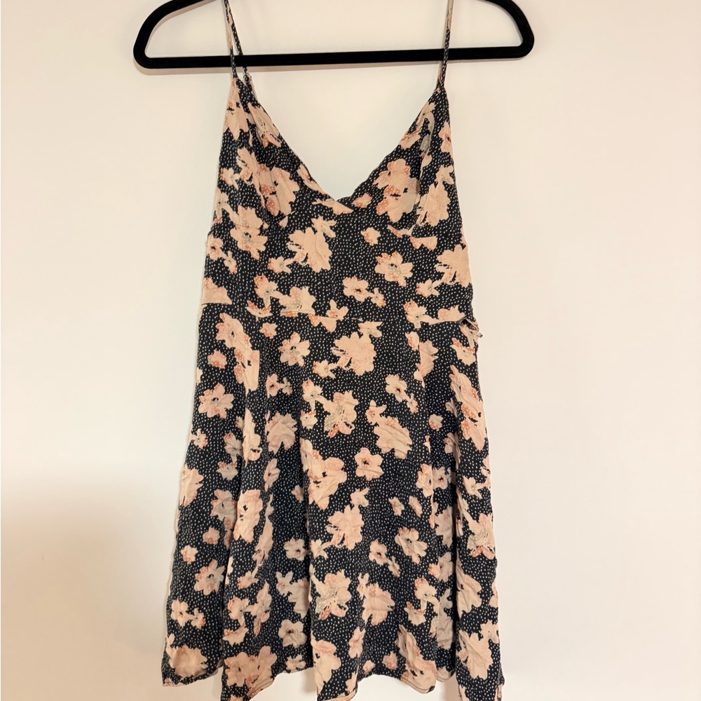 silence + noise Black and Blush Floral Slip Dress